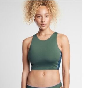Athleta Colorblock Crop Bikini Top NEW Womens Green